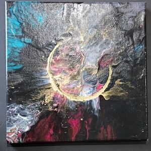 Abstract Canvas Art with Gold Accents